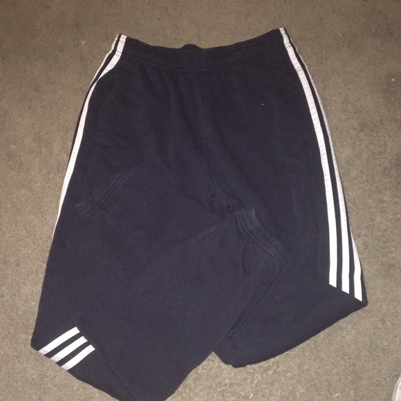 Adidas Classic 3 Stripe Sweatpants Navy Blue with White Stripes - Picture 2 of 5